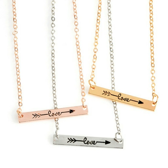 Jewelry - ✨Silver ✨ Amore Bar Pendant Necklaces Love Arrow
